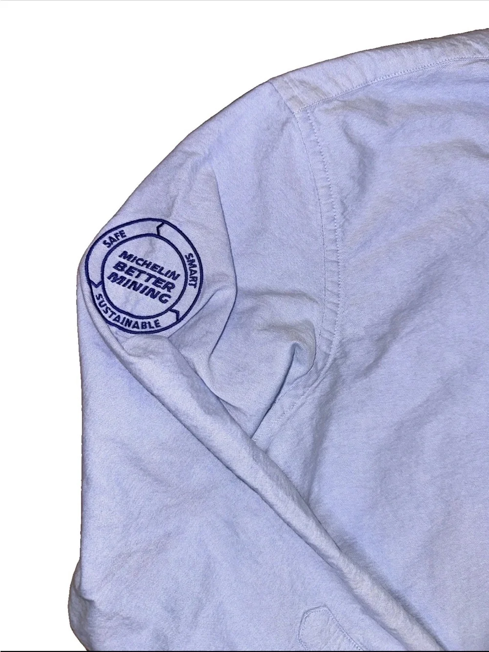 Brooks Brothers Men's XL Blue Solid Woven Cotton Button Down Michelin Man Logo